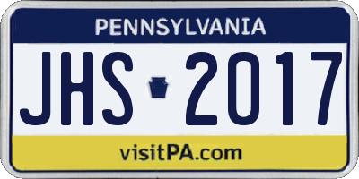 PA license plate JHS2017