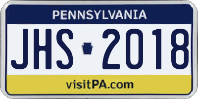 PA license plate JHS2018