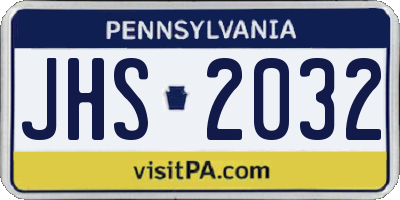 PA license plate JHS2032