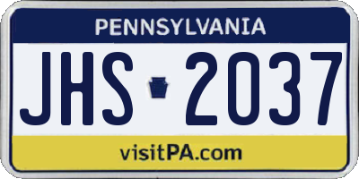 PA license plate JHS2037