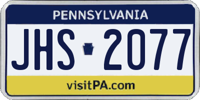 PA license plate JHS2077