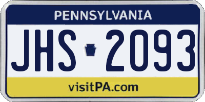 PA license plate JHS2093