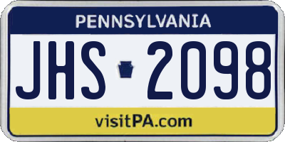 PA license plate JHS2098