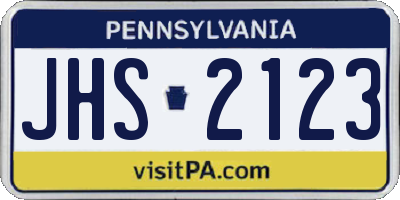 PA license plate JHS2123