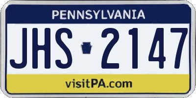 PA license plate JHS2147