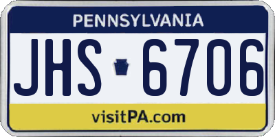 PA license plate JHS6706
