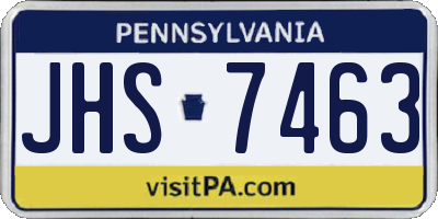 PA license plate JHS7463