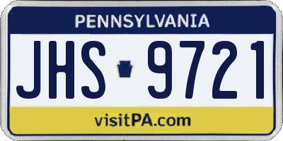 PA license plate JHS9721