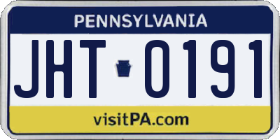 PA license plate JHT0191