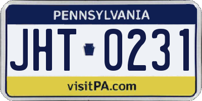 PA license plate JHT0231
