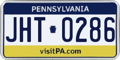 PA license plate JHT0286