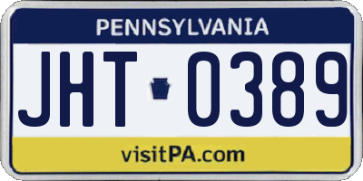 PA license plate JHT0389
