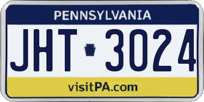 PA license plate JHT3024