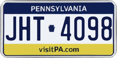 PA license plate JHT4098