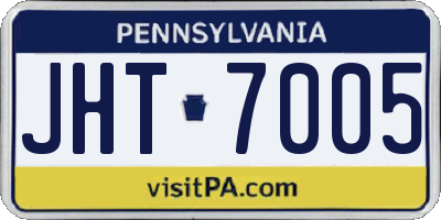 PA license plate JHT7005