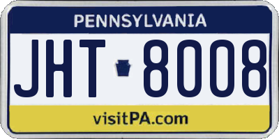 PA license plate JHT8008