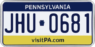 PA license plate JHU0681
