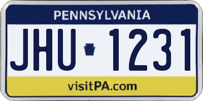 PA license plate JHU1231