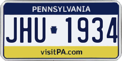 PA license plate JHU1934