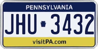 PA license plate JHU3432
