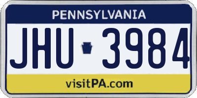 PA license plate JHU3984