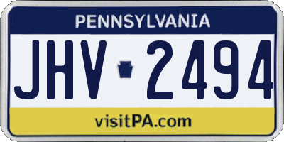 PA license plate JHV2494