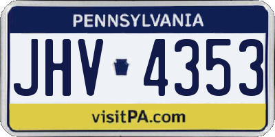 PA license plate JHV4353