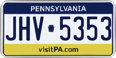 PA license plate JHV5353