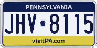 PA license plate JHV8115