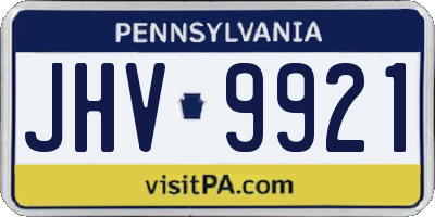 PA license plate JHV9921