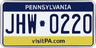PA license plate JHW0220