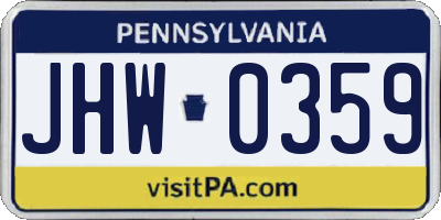 PA license plate JHW0359