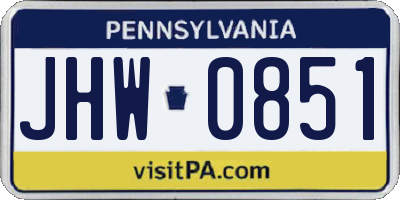PA license plate JHW0851