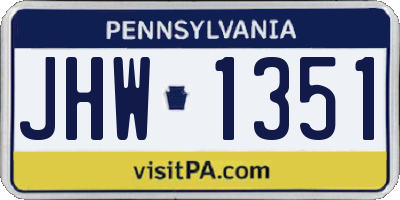 PA license plate JHW1351