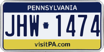 PA license plate JHW1474