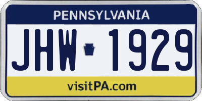 PA license plate JHW1929