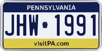 PA license plate JHW1991