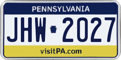 PA license plate JHW2027