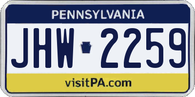 PA license plate JHW2259