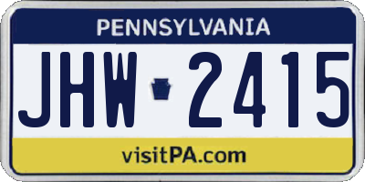 PA license plate JHW2415