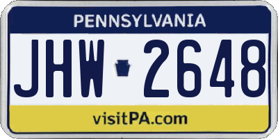 PA license plate JHW2648
