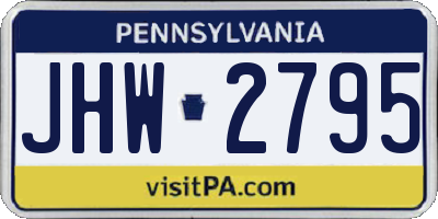 PA license plate JHW2795