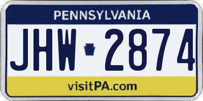 PA license plate JHW2874