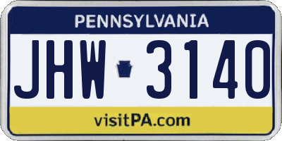 PA license plate JHW3140