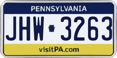 PA license plate JHW3263