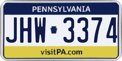 PA license plate JHW3374