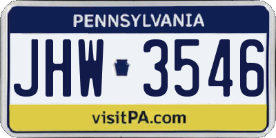 PA license plate JHW3546