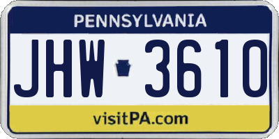 PA license plate JHW3610