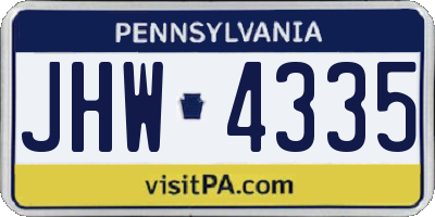 PA license plate JHW4335