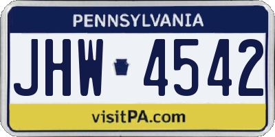 PA license plate JHW4542